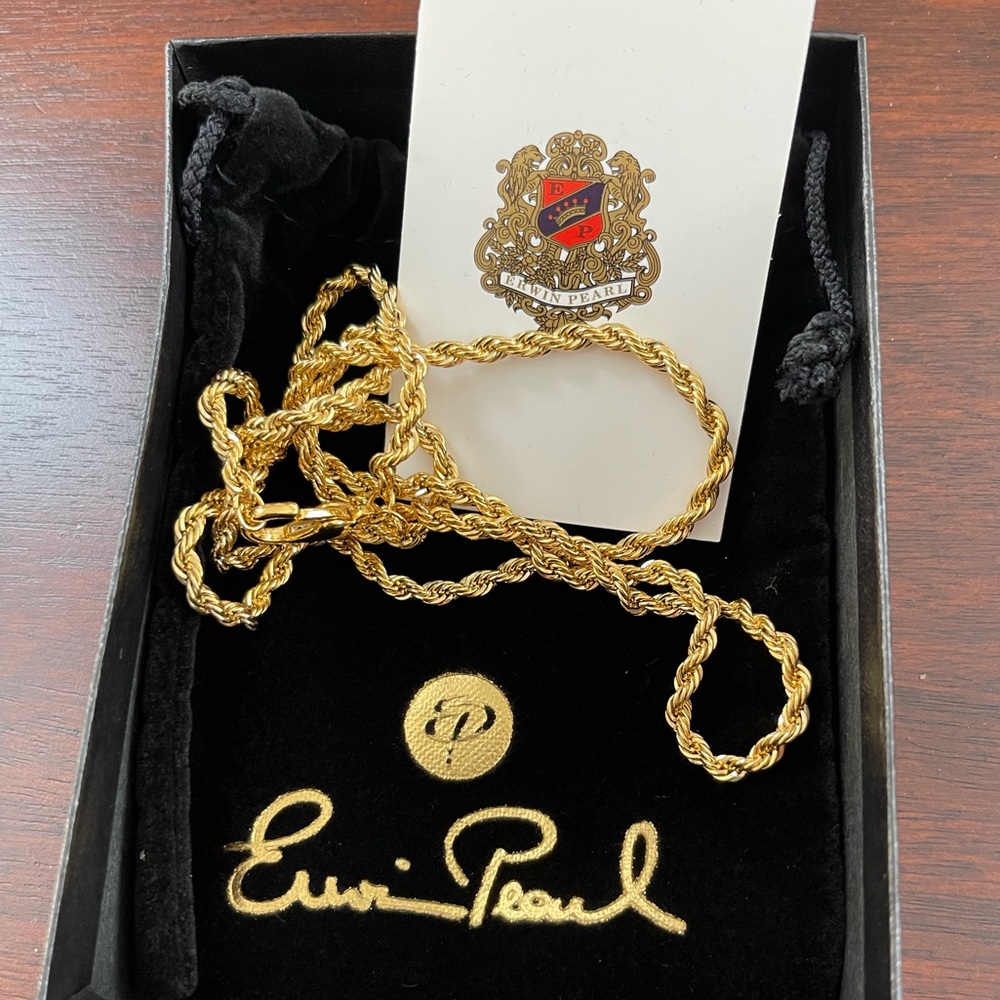 Erwin Pearl gold tone twisted rope 30 inch chain necklace